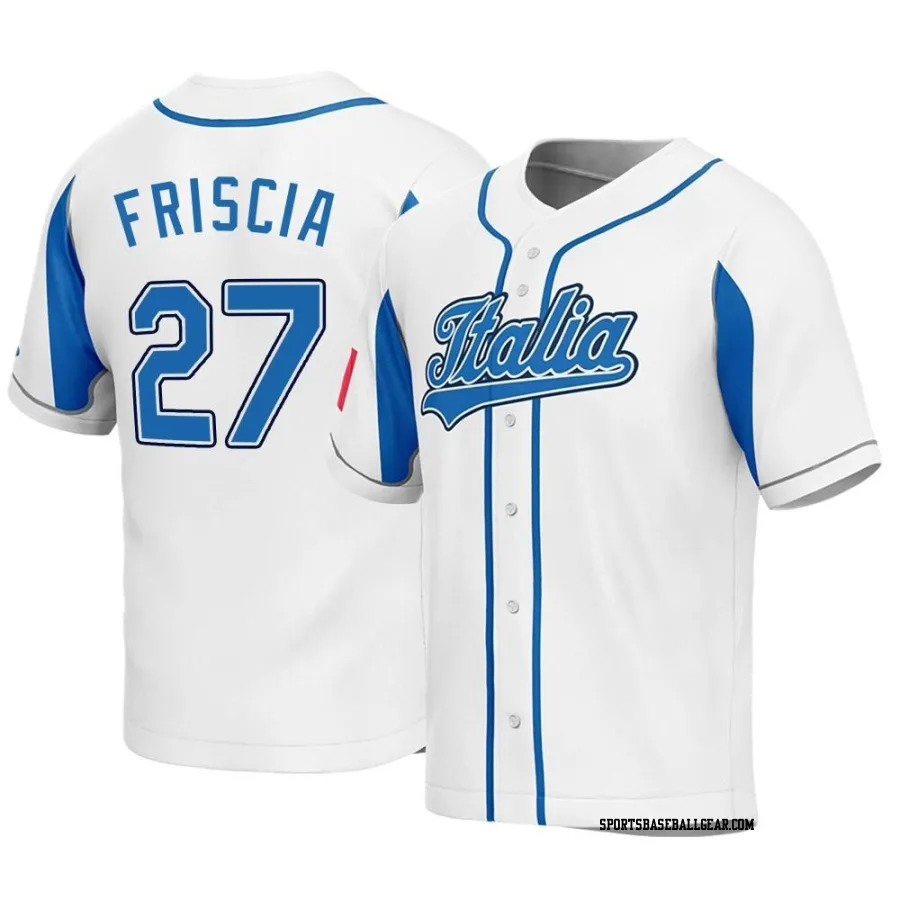 Vito Friscia Men's Italy Baseball White Replica 2023 World Baseball Classic Jersey