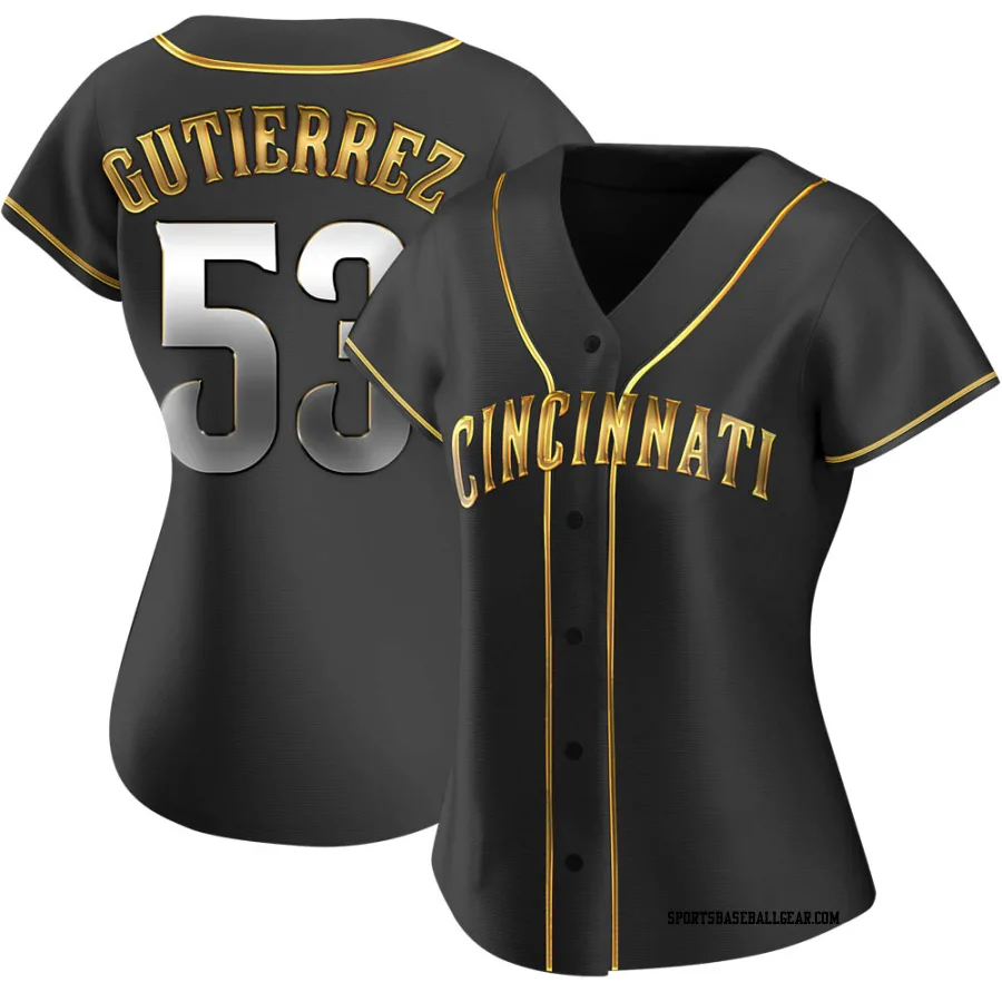 Vladimir Gutierrez Women's Cincinnati Reds Black Golden Replica Alternate Jersey