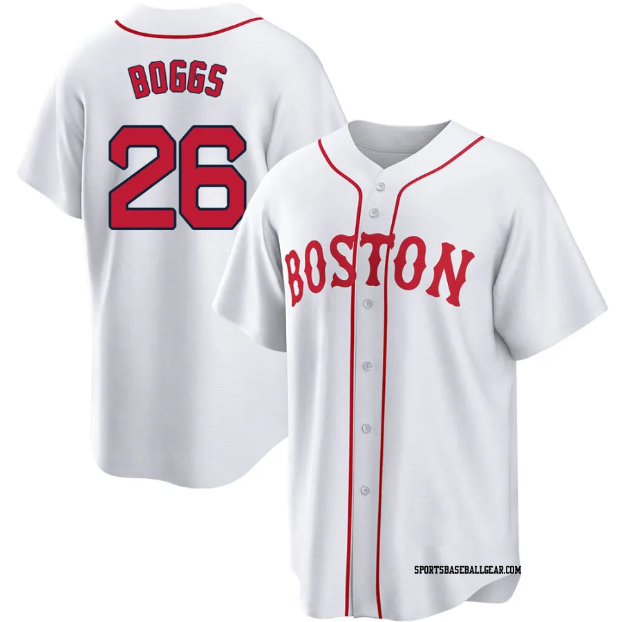 Wade Boggs Men's Boston Red Sox White Replica 2021 Patriots' Day Jersey