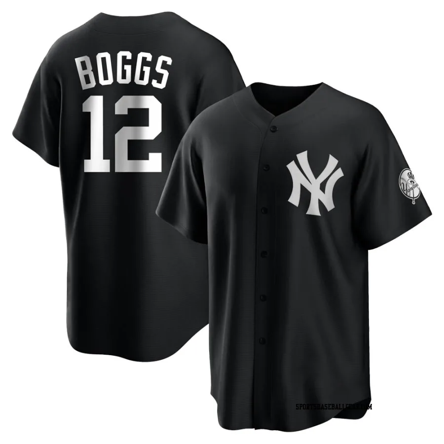 Wade Boggs Men's New York Yankees Black/White Replica Jersey