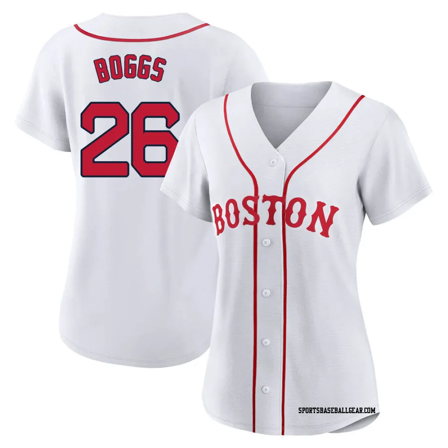 Wade Boggs Women's Boston Red Sox White Authentic 2021 Patriots' Day Jersey