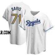 Wade Davis Men's Kansas City Royals Gold Replica White Home Jersey