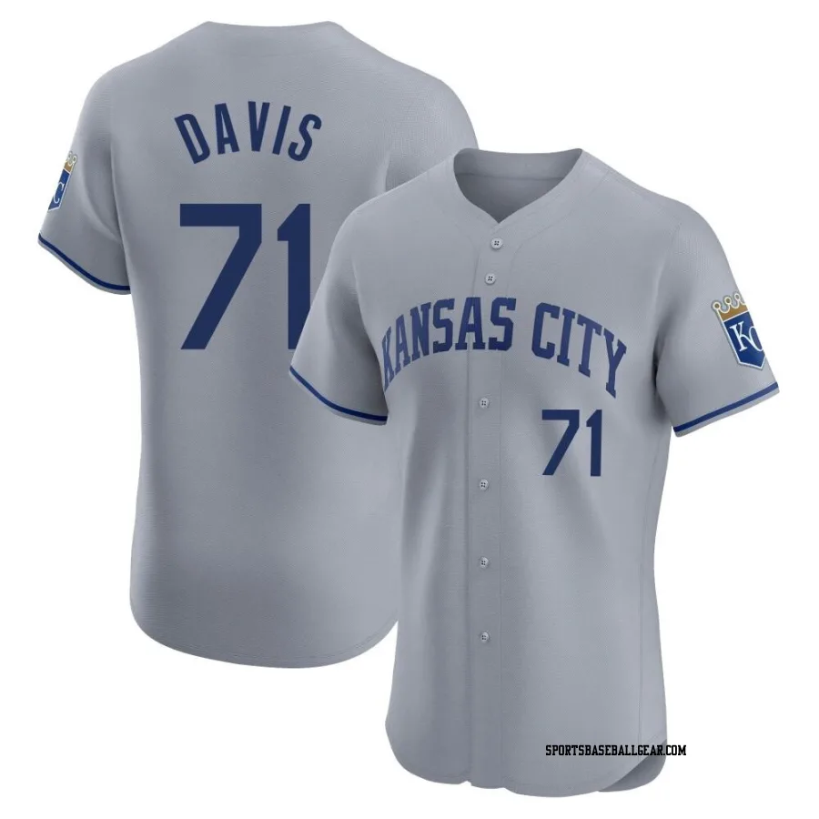 Wade Davis Men's Kansas City Royals Gray Elite Road Jersey