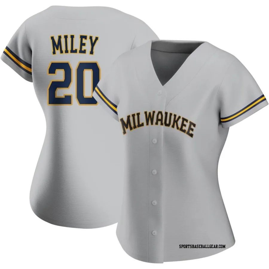 Wade Miley Women's Milwaukee Brewers Gray Authentic Road Jersey