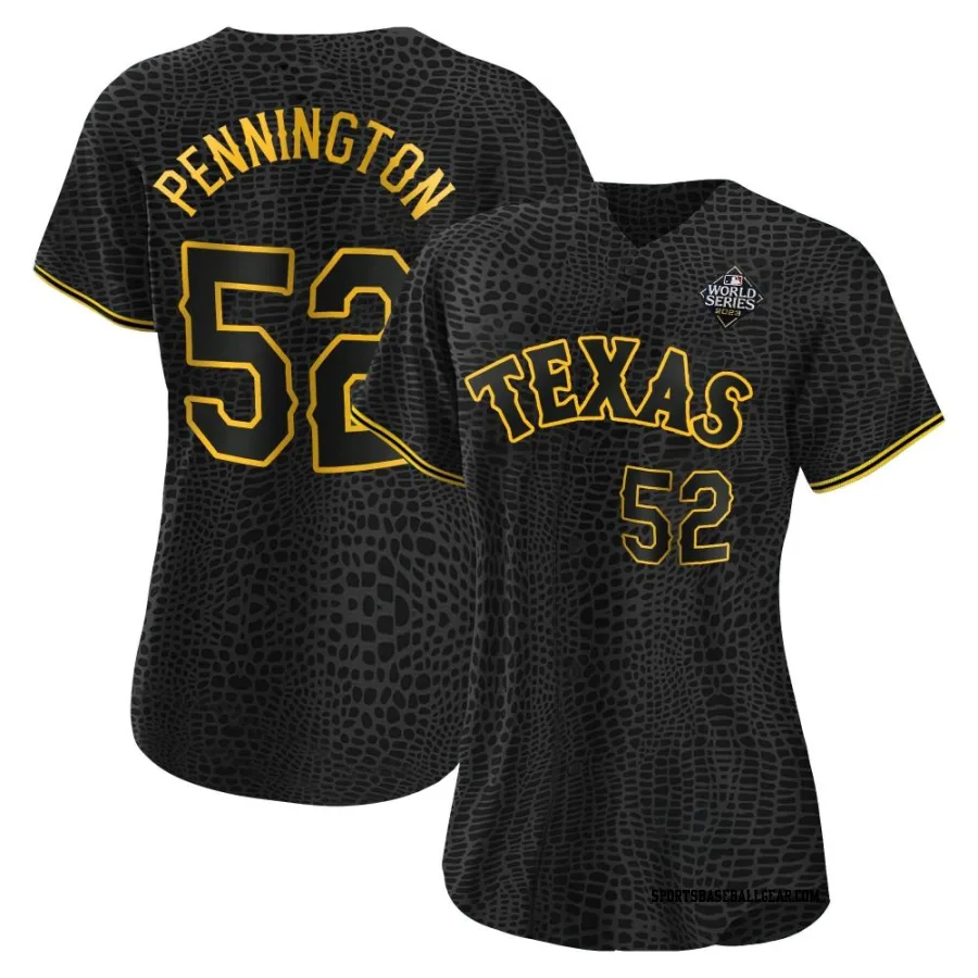 Walter Pennington Women's Texas Rangers Black Authentic Snake Skin City 2023 World Series Jersey