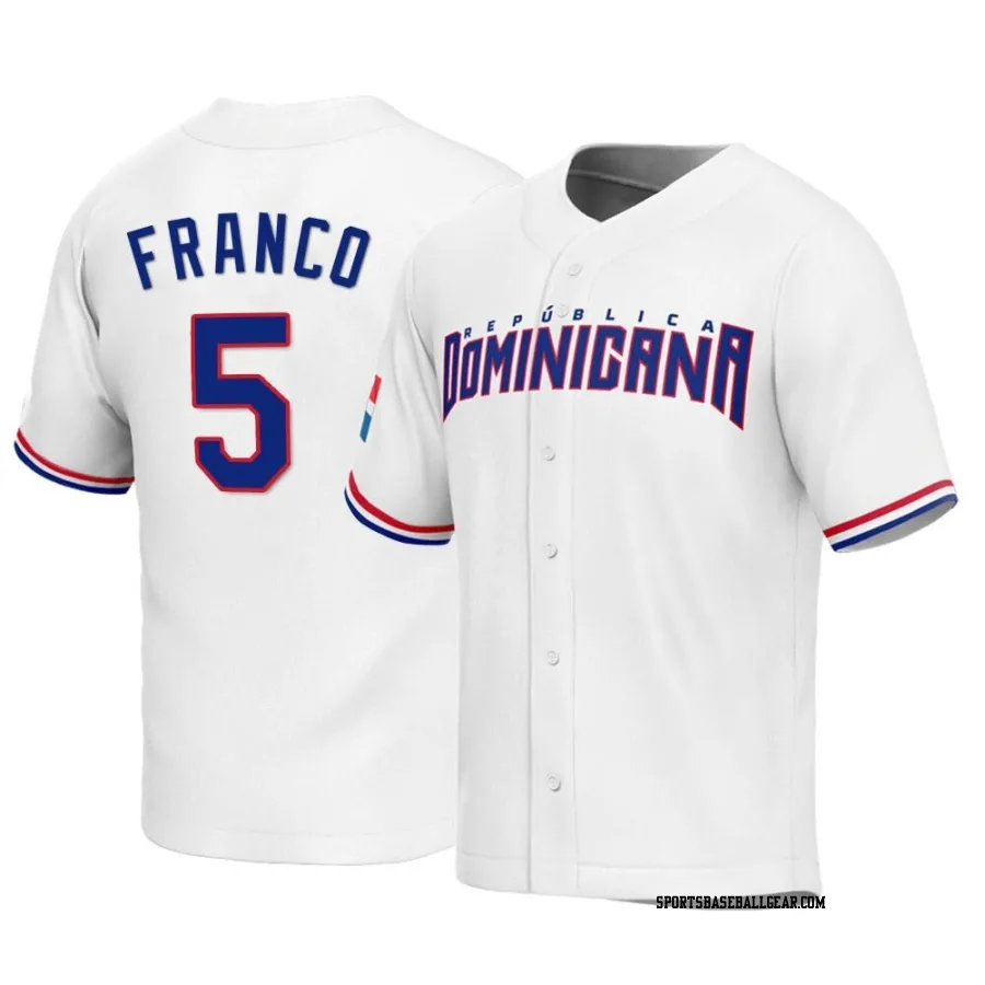 Wander Franco Men's Dominican Republic Baseball White Replica 2023 World Baseball Classic Jersey