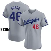 Wander Suero Men's Los Angeles Dodgers Gray Elite Road Jersey