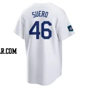 Wander Suero Men's Los Angeles Dodgers White Replica 2024 World Tour Seoul Series Home Jersey