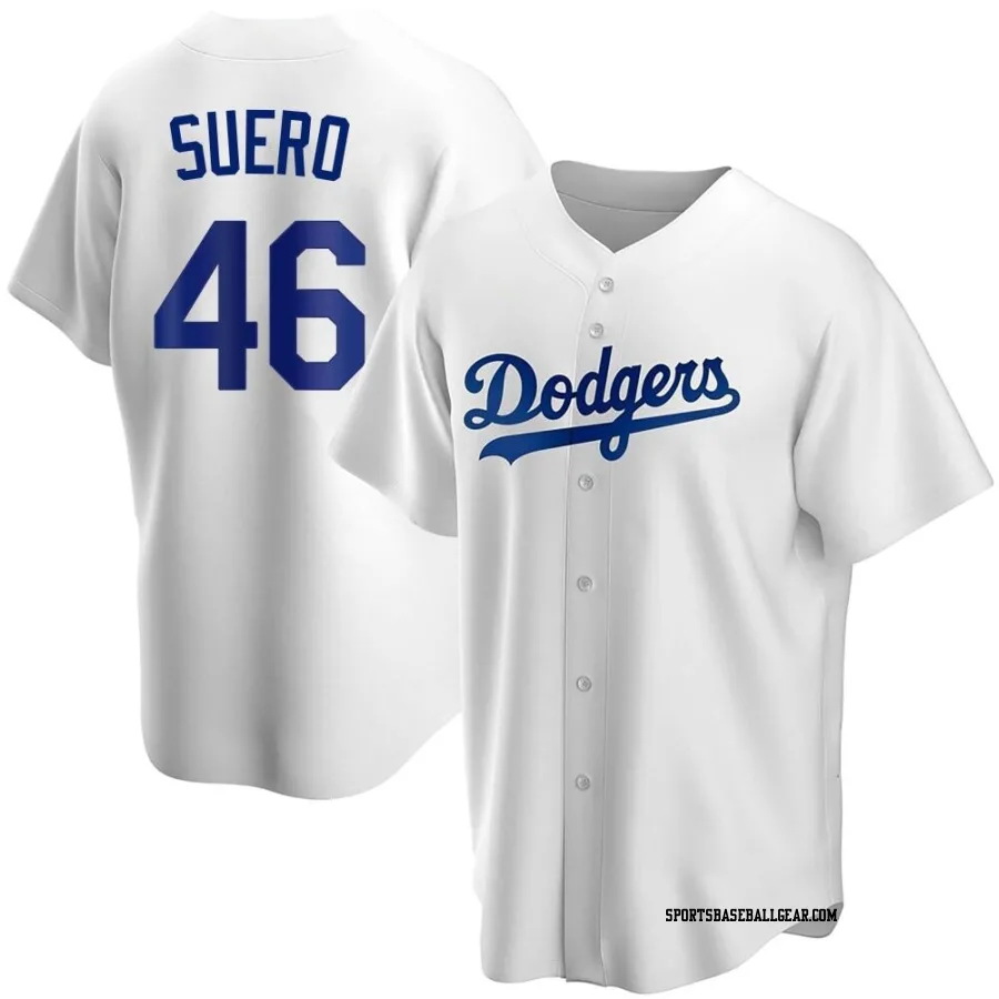 Wander Suero Men's Los Angeles Dodgers White Replica Home Jersey