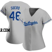 Wander Suero Women's Los Angeles Dodgers Gray Replica Road Jersey