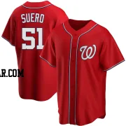 Wander Suero Youth Washington Nationals Red Replica Alternate Jersey