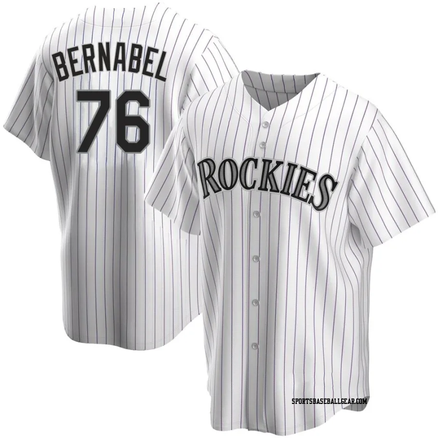 Warming Bernabel Men's Colorado Rockies White Replica Home Jersey