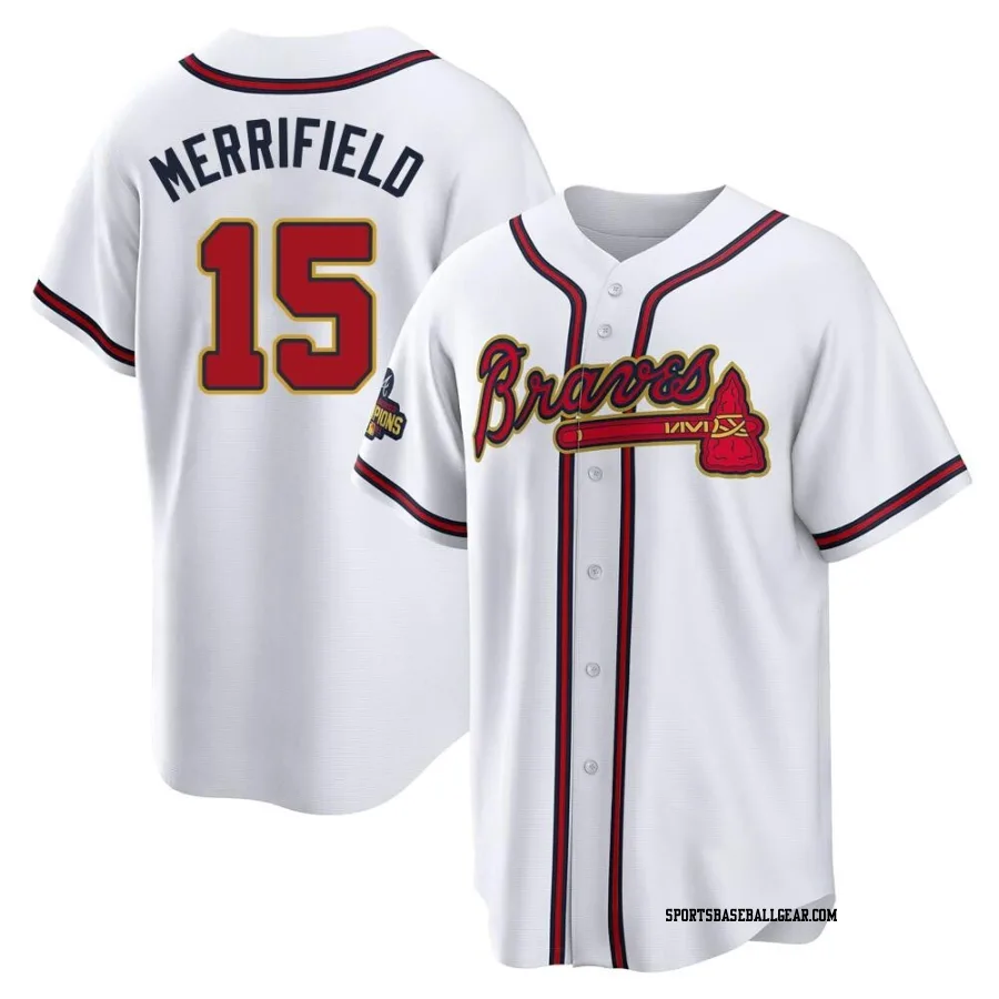 Whit Merrifield Men's Atlanta Braves Gold Replica White 2022 Program Jersey