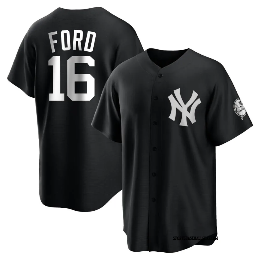 Whitey Ford Youth New York Yankees Black/White Replica Jersey