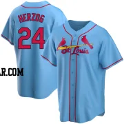 Whitey Herzog Men's St. Louis Cardinals Light Blue Replica Alternate Jersey