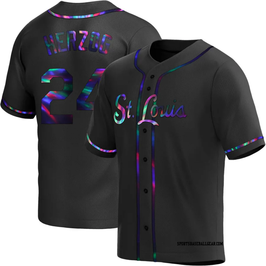 Whitey Herzog Youth St. Louis Cardinals Black Holographic Replica Alternate Jersey