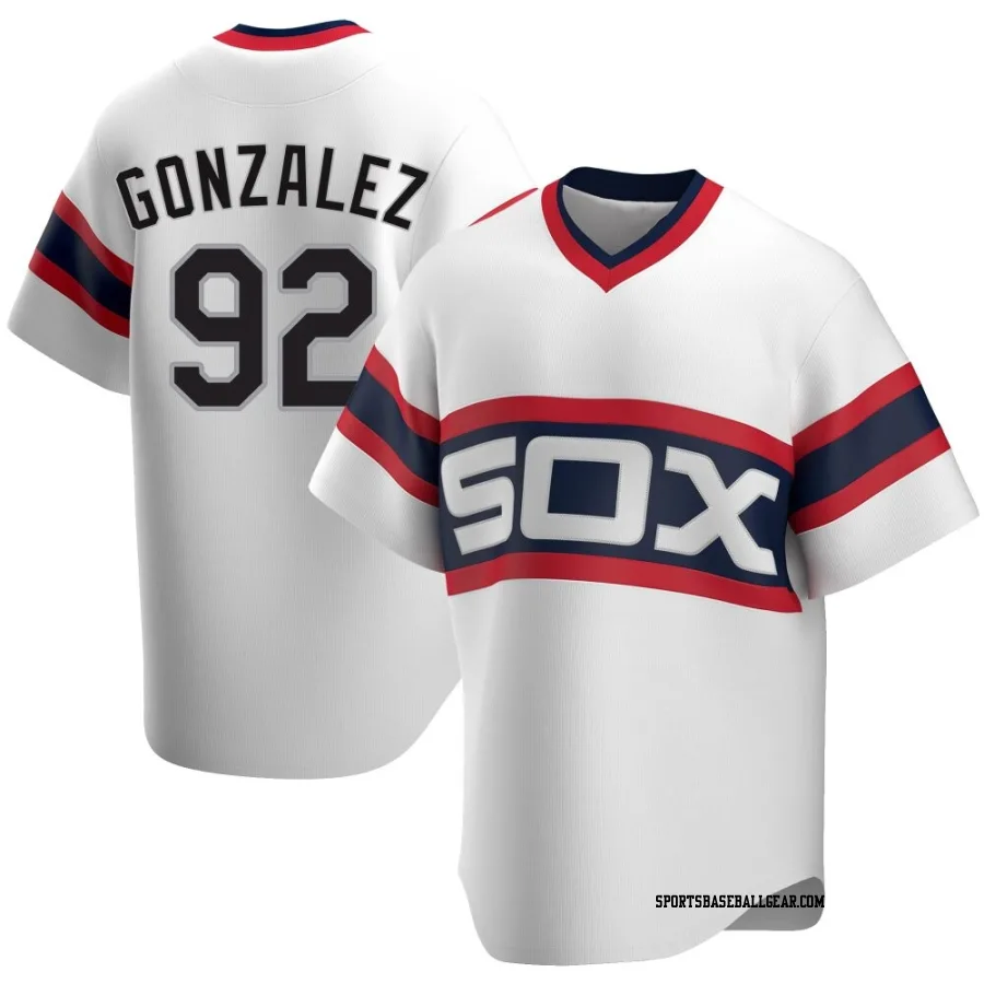 Wikelman Gonzalez Men's Chicago White Sox White Replica Cooperstown Collection Jersey