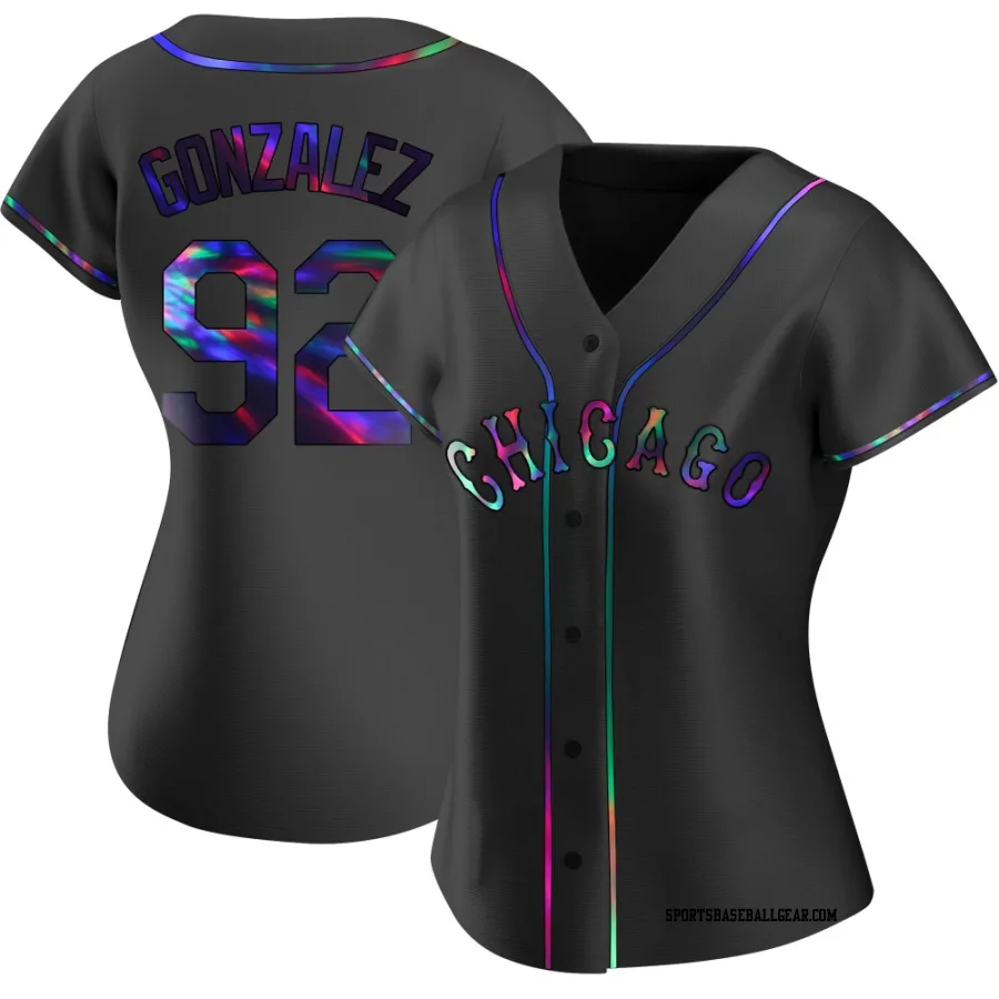 Wikelman Gonzalez Women's Chicago White Sox Black Holographic Replica Alternate Jersey