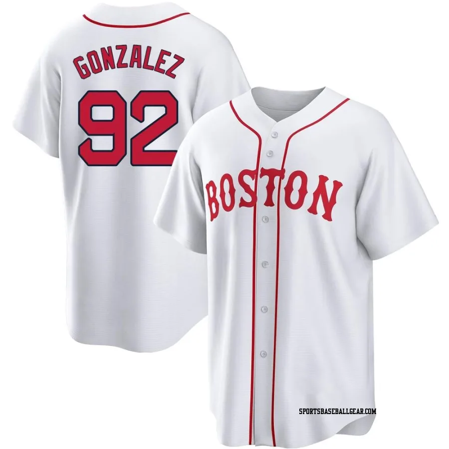 Wilkelman Gonzalez Youth Boston Red Sox White Replica 2021 Patriots' Day Jersey