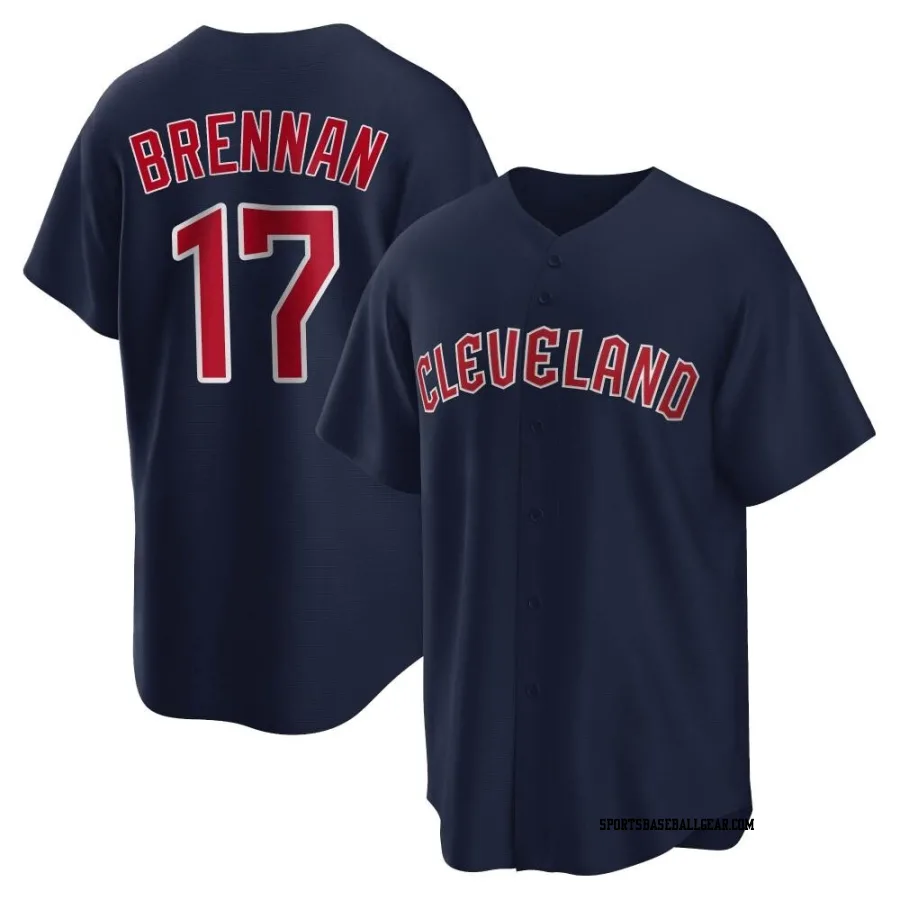 Will Brennan Youth Cleveland Guardians Navy Replica Alternate Jersey