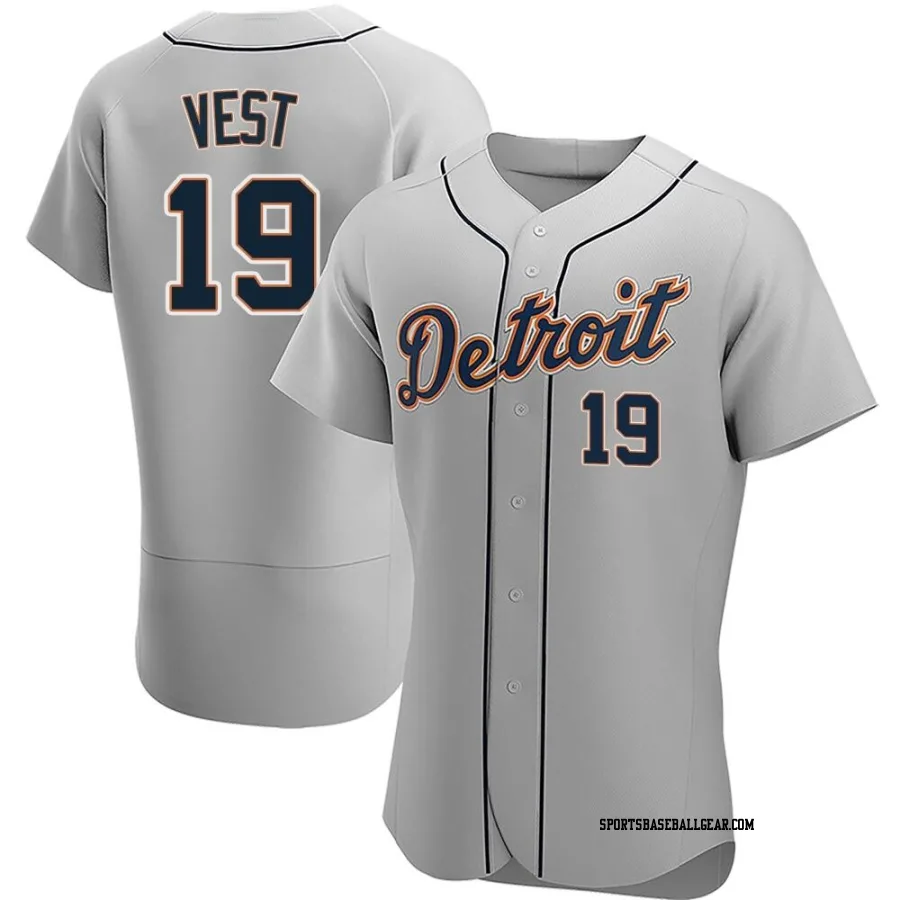 Will Vest Men's Detroit Tigers Gray Authentic Road Jersey