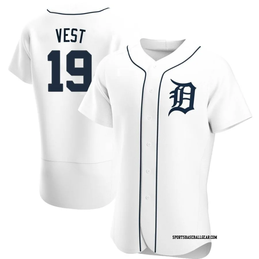 Will Vest Men's Detroit Tigers White Authentic Home Jersey