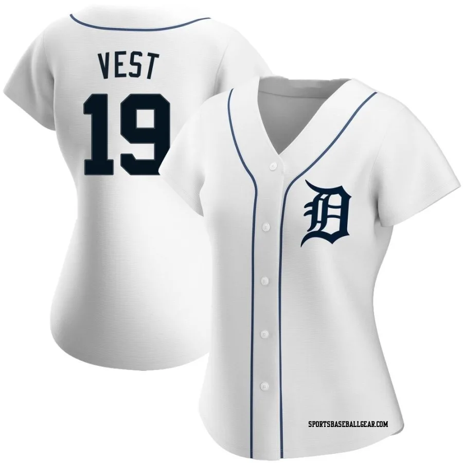 Will Vest Women's Detroit Tigers White Authentic Home Jersey