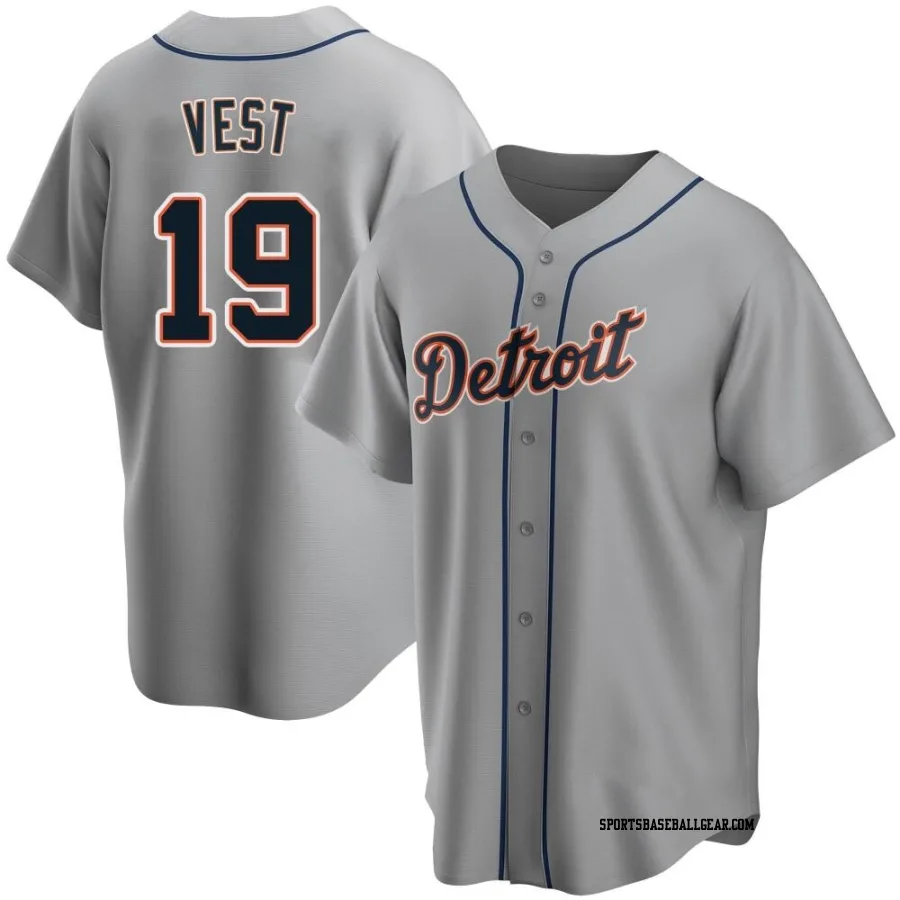 Will Vest Youth Detroit Tigers Gray Replica Road Jersey