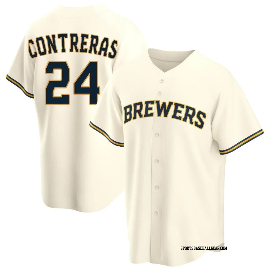 William Contreras Men's Milwaukee Brewers Cream Replica Home Jersey