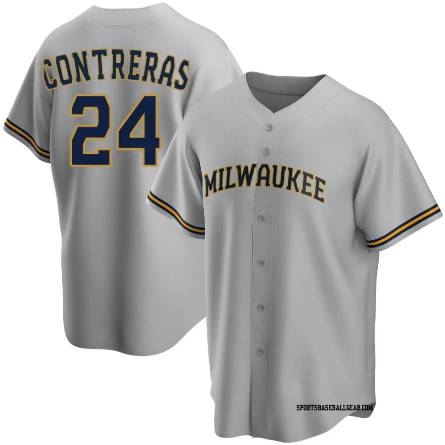 William Contreras Men's Milwaukee Brewers Gray Replica Road Jersey