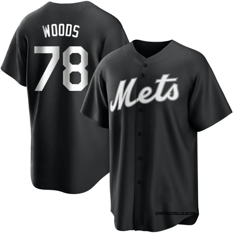 William Woods Men's New York Mets Black/White Replica Jersey