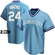 Willie Aikens Men's Kansas City Royals Light Blue Replica Road Cooperstown Collection Jersey