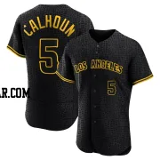 Willie Calhoun Men's Los Angeles Angels Black Authentic Snake Skin City Jersey