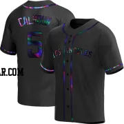 Willie Calhoun Men's Los Angeles Angels Black Holographic Replica Alternate Jersey