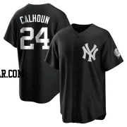 Willie Calhoun Men's New York Yankees Black/White Replica Jersey