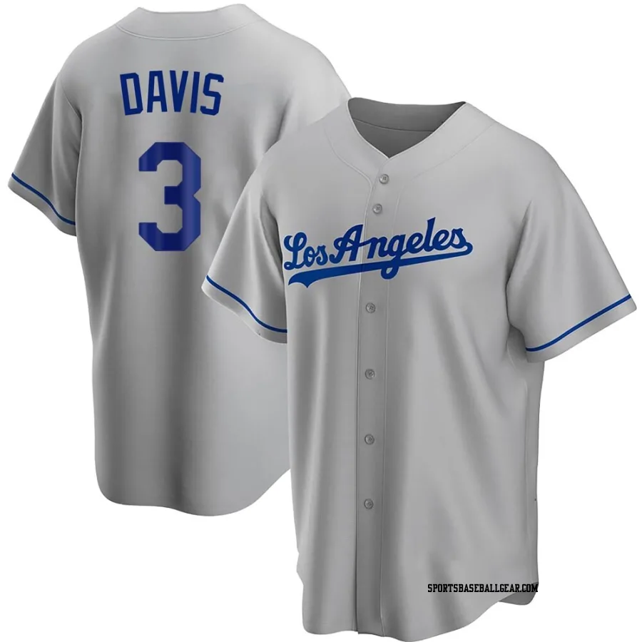 Willie Davis Men's Los Angeles Dodgers Gray Replica Road Jersey