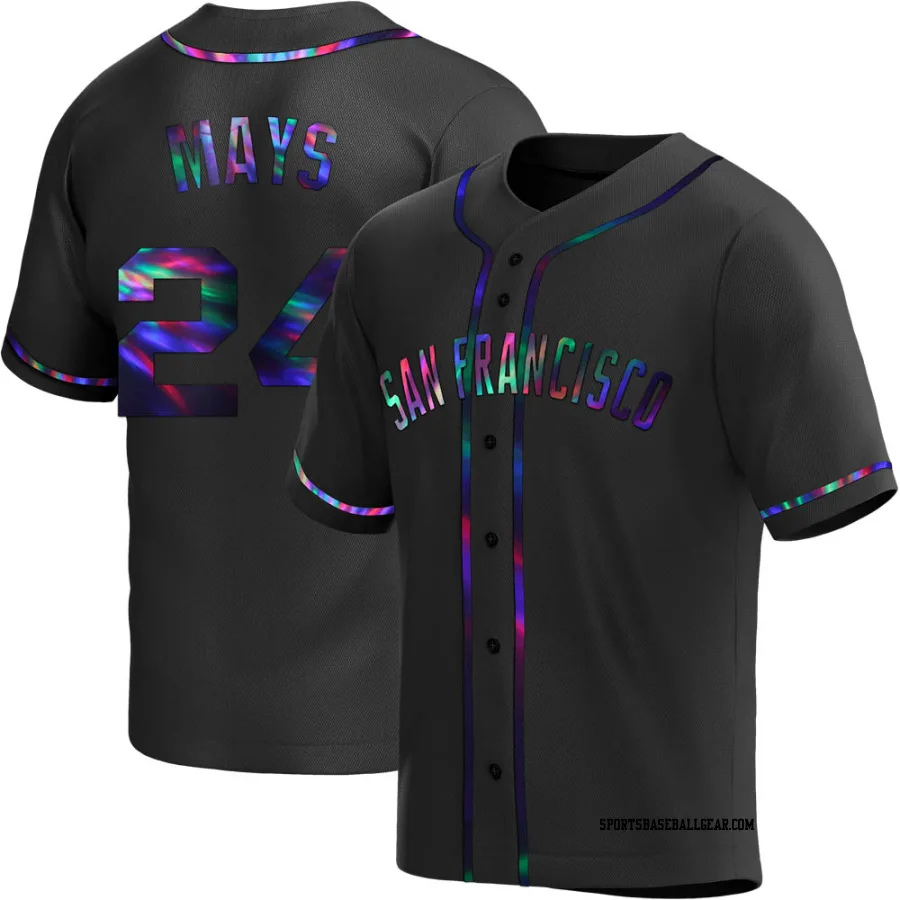 Willie Mays Men's San Francisco Giants Black Holographic Replica Alternate Jersey