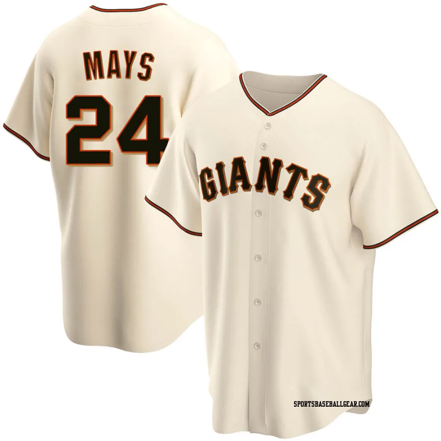 Willie Mays Men's San Francisco Giants Cream Replica Home Jersey