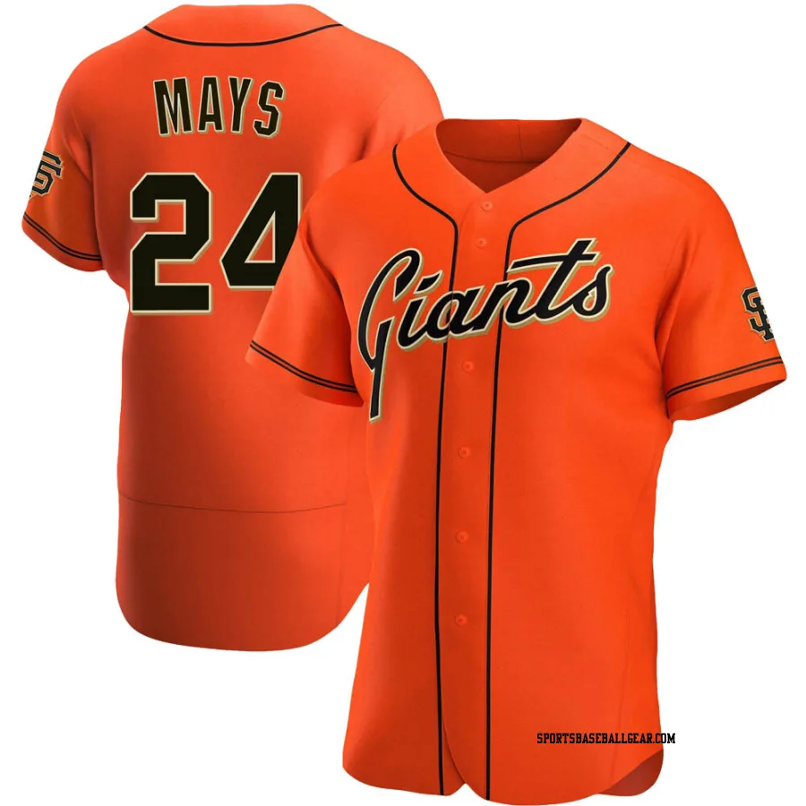 Willie Mays Men's San Francisco Giants Orange Authentic Alternate Jersey