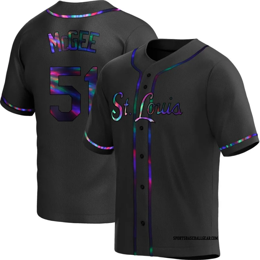 Willie McGee Men's St. Louis Cardinals Black Holographic Replica Alternate Jersey