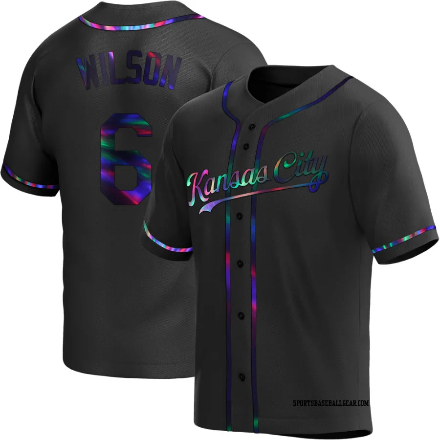 Willie Wilson Youth Kansas City Royals Black Holographic Replica Alternate Jersey