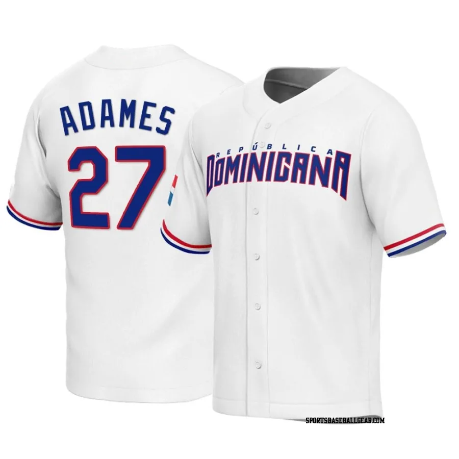 Willy Adames Men's Dominican Republic Baseball White Replica 2023 World Baseball Classic Jersey