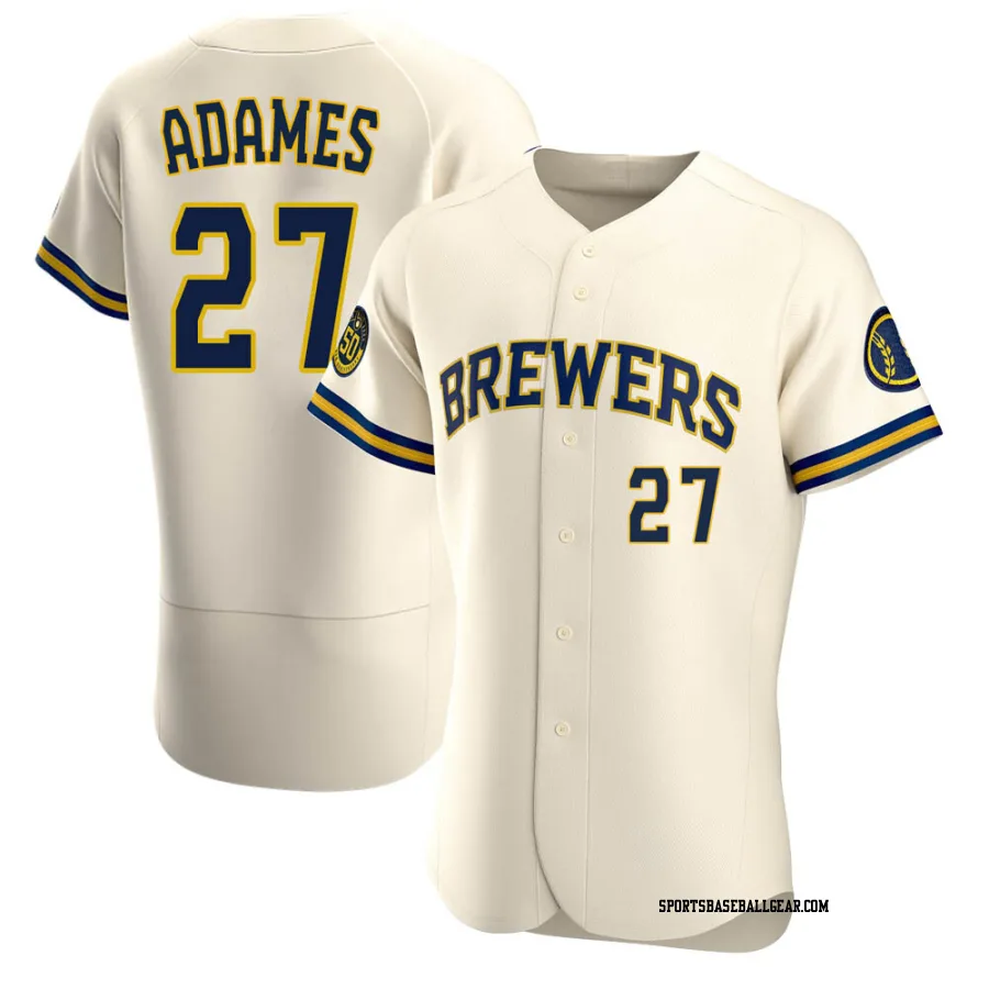 Willy Adames Men's Milwaukee Brewers Cream Authentic Home Jersey