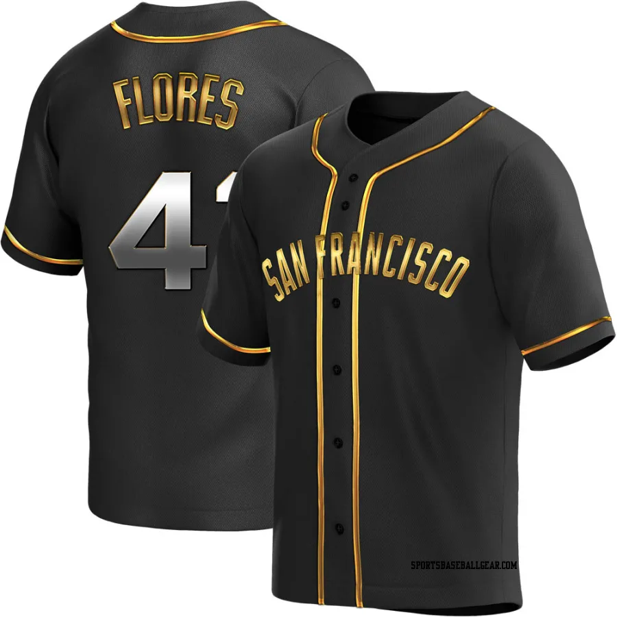 Wilmer Flores Men's San Francisco Giants Black Golden Replica Alternate Jersey