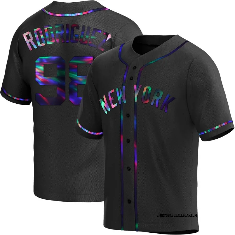 Wilson Rodriguez Men's New York Yankees Black Holographic Replica Alternate Jersey