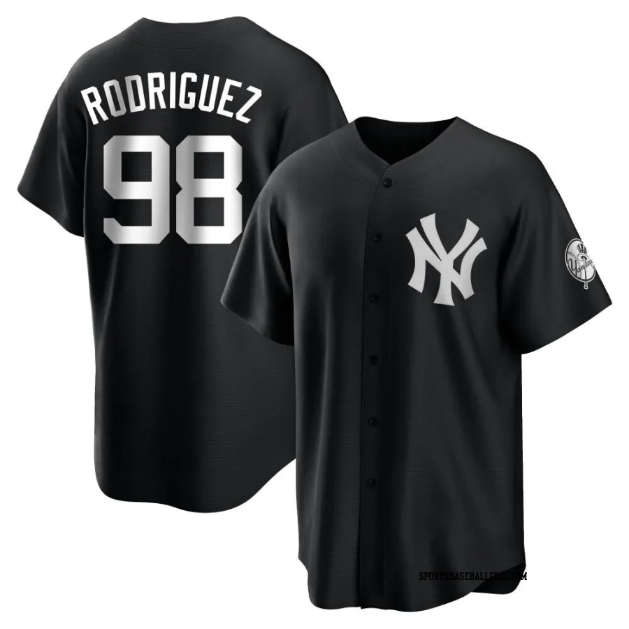 Wilson Rodriguez Men's New York Yankees Black/White Replica Jersey