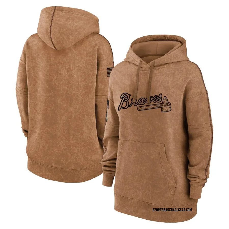 Women's Atlanta Braves Brown 2023 Salute to Service Pullover Hoodie