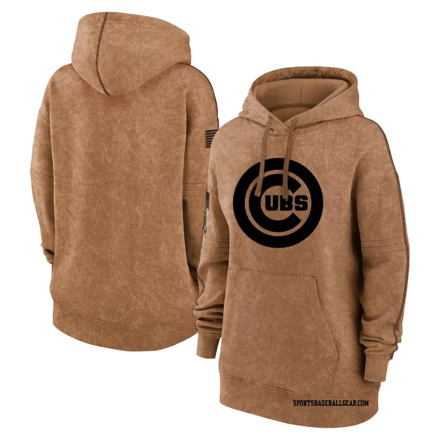 Women's Chicago Cubs Brown 2023 Salute to Service Pullover Hoodie