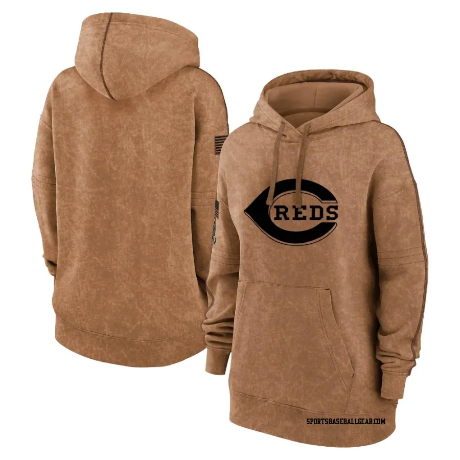 Women's Cincinnati Reds Brown 2023 Salute to Service Pullover Hoodie