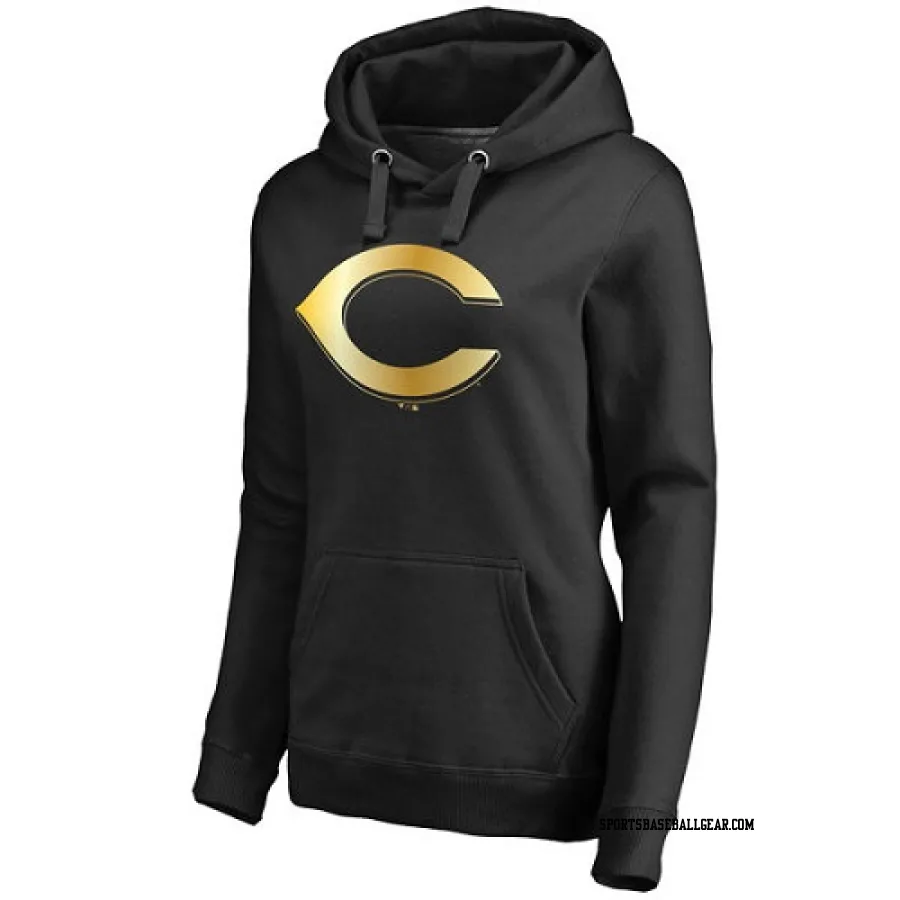 Women's Cincinnati Reds Gold Collection Pullover Hoodie - Black